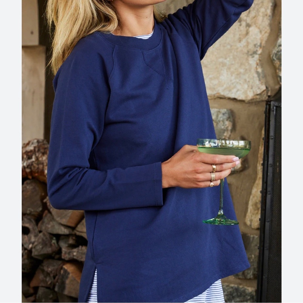 LAKE Navy Blue Comfy Pullover Sweatshirt SZ M Loungewear‎ Cozy Minimalist